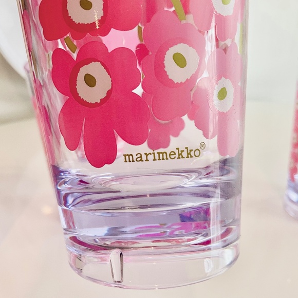 Marimekko Unikko Large Pink and White Serving Tray and matching Cup Set NWT - Picture 7 of 16